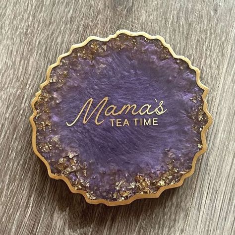 Gold Flake Resin Custom Coaster | Simple gifts for mom Resin Crafts To Sell, Diy Resin Casting, Bed Spring Crafts, Profitable Crafts, Resin Crafts Tutorial, Crochet Patterns Free Beginner, Resin Wall Art, Simple Gift, Candle Business