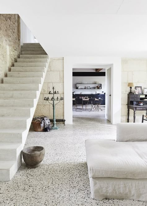 This traditional french country house has been modernised in a modern rustic style with a great mix of old and new. Terrazo Flooring, Interior Flooring, Design Interior Modern, Terrazzo Floors, Gravity Home, Rustic French Country, Stair Case, Terrazzo Flooring, Interior Modern