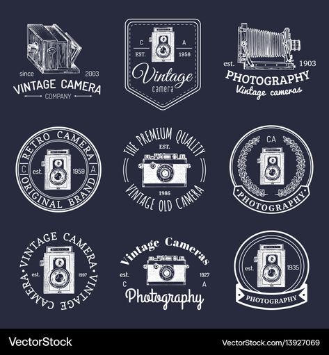 Vintage Photo Studio, Logos Vintage, Salon Signs, Camera Logo, Old Cameras, Photography Logo Design, Photo Logo, Photography Logos, Vintage Photo