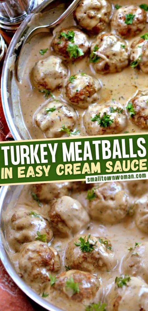 Turkey Meatball Sauce, Easy Cream Sauce, Easy Turkey Meatballs, Ground Turkey Meatballs, Recipes For The Family, Ground Turkey Recipes Healthy, Gerd Diet, Turkey Meatballs Baked, Meatball Dinner