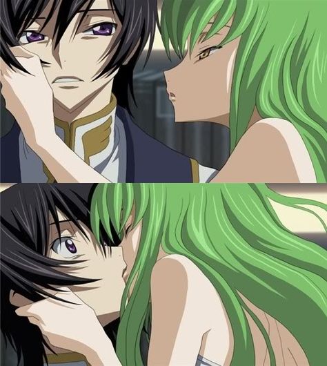 LeLouch and C.C. kiss Code Geass Wallpaper, Code Geass C.c, Lelouch Vi Britannia, Lelouch Lamperouge, Code Geass, Anime Couples Manga, Manga Illustration, Green Hair, Cute Anime Couples