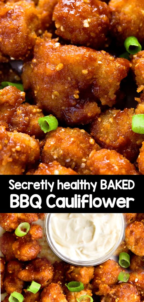 How to make healthy easy roasted barbecue cauliflower Barbecue Cauliflower, Bbq Cauliflower Wings, Baked Cauliflower Recipe, Bbq Cauliflower, Vegan Peanut Butter Cookies, Honey Bbq Sauce, Cauliflower Wings, Avocado Salad Recipes, Healthy Baked