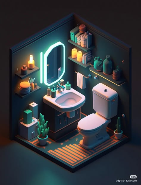 Low Poly Isometric Room, 3d Modeling Aesthetic, 3d Isometric Design, Blender Isometric Room, Blender Isometric, Blender Inspiration, Layout Composition, Isometric Room, Blender Art