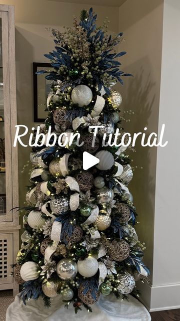 Antoinette Boston on Instagram: "Tree 14 with a bonus ribbon tutorial! 
 . Save and share with a friend!
.
.
#christmas #christmasdecor #christmastree #deckthehalls #ribbon #tutorial #tips #reelsinstagram #alphachiomega #smualphachi #smu #sorority #whyalphachi #rushthealpha #goalphachi" Christmas Tree Ribbon Toppers, How To Do Ribbon On Christmas Tree Video, How To Decorate A Tree With Ribbon, Tree Decorating Ideas With Ribbon, How To Place Ribbon On Christmas Tree, How To Use Ribbon On Christmas Tree, How To Add Ribbon To Christmas Tree, How To Put Ribbon On A Tree, How To Ribbon A Christmas Tree