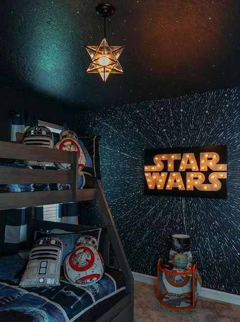 Simple Boys Room, Star Wars Kids Room, Star Wars Themed Bedroom, Star Wars Room Decor, Thailand Instagram, Lower Bed, Star Wars Wall Decal, Star Wars Bedroom, Deco Jungle