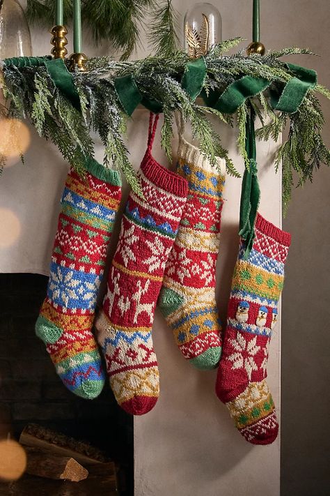 Nordic Knit Stocking | Anthropologie Knit Stocking, Wool Stockings, Crochet Stocking, Stockings Christmas, Felt Stocking, Knit Christmas, Knit Stockings, Stocking Tree, Christmas Inspo