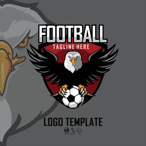 EAGLE FOOT BALL LOGO TEMPLATE WITH A GRAY BACKGROUND Ball Logo, Youtube Banner Backgrounds, Foot Ball, Youtube Banner, Football Logo, Youtube Banners, The Eagle, Gray Background, Logo Templates