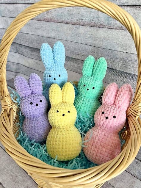 No Sew Peep Bunny Peep Bunny, Confection Au Crochet, Crochet Bunny Pattern, Easter Crochet Patterns, Crochet Baby Toys, Plushie Patterns, Crochet Simple, Easter Crochet, Diy Crochet Projects