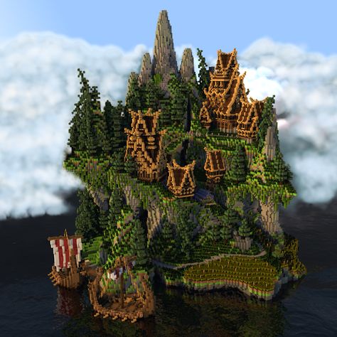 Viking Island by Notux Villa Minecraft, Construction Minecraft, Viking Village, Minecraft Structures, Minecraft Castle, Minecraft Medieval, Minecraft City, Minecraft Plans, Minecraft Tips