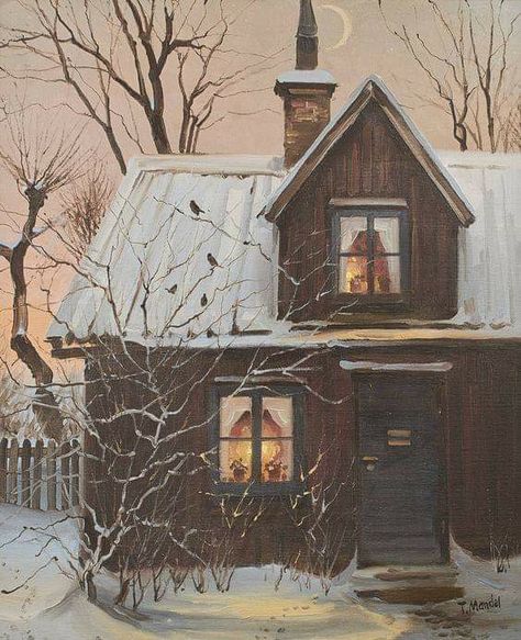 Thomas Mandel . Cozy Art, Winter Illustration, Hur Man Målar, Arte Inspo, Little Women, Winter Art, Dreamy Art, Winter Aesthetic, Whimsical Art