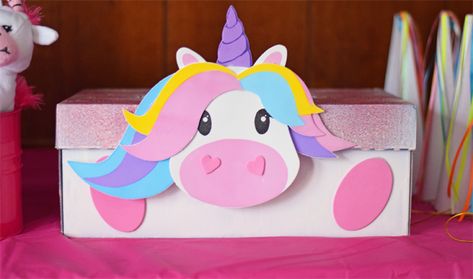 Unicorn Valentine’s Day Card Box Unicorn Valentine Box Ideas, Valentine Boxes For Girls Schools, Unicorn Valentines Boxes, Unicorn Valentine Box Diy, Valentine Box Ideas, Girls Valentines Boxes, Diy Valentines Box, Kids Valentine Boxes, Emoji Valentines