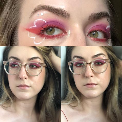 Euphoria inspired colorful liner  graphic liner! #makeup #beauty Euphoria Makeup With Glasses, Graphic Liner With Glasses, Colorful Liner, Liner Graphic, Graphic Liner Makeup, Makeup With Glasses, Gradient Graphic, Liner Makeup, Glasses Makeup