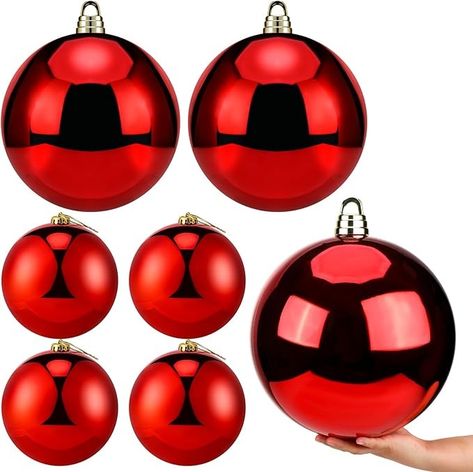 Amazon.com: 6 Pcs Extra Large Christmas Ball Ornaments 2 Pcs 12 Inch 4 Pcs 6 Inch Hanging Ball Oversized Huge Big Shatterproof Christmas Plastic Ball Ornament Decor for Outside Lawn Yard Xmas Tree(Red) : Home & Kitchen Shatterproof Ornaments, Red Christmas Tree Balls Bed Bath & Beyond, Ball Ornaments, Christmas Balls, Xmas Tree, Red Christmas, Christmas Colors, Hanging Ornaments, Christmas Traditions