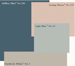 Stiffkey Blue | Setting Plaster | Light Blue | Hardwick White Hardwick White, Setting Plaster, Stiffkey Blue, Indian Living Rooms, Kitchen Wall Colors, Deco Rose, Farrow And Ball, Room Color Schemes, Blue Kitchens