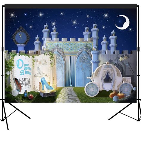 Cinderella Banner, Background Photobooth, Fairytale Storybook, Book Backdrop, Table Photography, Castle Backdrop, Dreamy Night, Cinderella Blue, Scene Setters