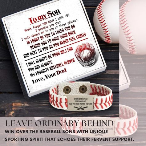 ⚾ Leave ordinary behind and celebrate your Baseball Son in style! 🎉 Win over their heart with our personalized Baseball Bracelet - a unique sporting spirit that echoes their fervent support. 💙 Let your gift speak volumes about your love and admiration for your son's passion for baseball. 🌹Follow @wrapsify for more #BaseballGift #BaseballSon #BaseballBracelet #PersonalizedGift #BaseballLove #BaseballLife #BaseballPassion #BaseballDad #BaseballFamily #GiftsForHim #BirthdayGift #Christma... Baseball Bracelet, Gifts For Baseball Lovers, Led Light Box, Personalized Baseballs, To My Son, Always Remember You, Discover Card, Baseball Gifts, Baseball Mom