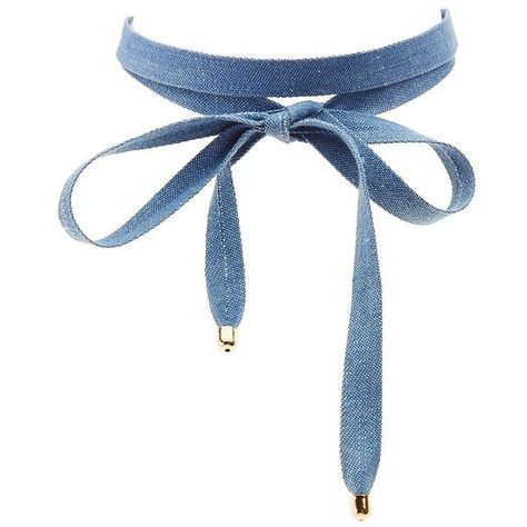 Charlotte Russe Wrap Choker Necklace ($6) ❤ liked on Polyvore featuring jewelry, necklaces, denim, charlotte russe necklaces, charlotte russe jewelry, strand necklace, bow choker necklace and bow necklaces Denim Necklace, Wrap Choker Necklace, Diy Choker, Bow Choker, Micah Gianneli, Denim Projects, Denim Jewelry, Women Aesthetic, Silver Rings With Stones