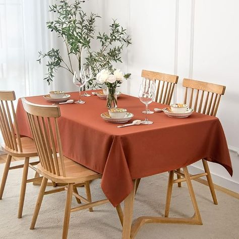 Amazon.com: maxmill Rectangle Slubby Textured Tablecloth Waterproof Spillproof Wrinkle Free Fall Table Cloth, Kitchen Dining Room Thanksgiving Decoration, Fabric Table Cover Halloween Party, 52 x 70 Inch, Rust : Home & Kitchen Fall Table Cloth, Fall Tablecloth, Outdoor Patio Table, Fabric Table, Tablecloth Sizes, Rectangle Tablecloth, Thanksgiving Parties, Rectangle Table, Fall Table