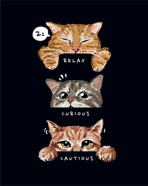 Cats Mood, Cat Mood, Cat Tshirt Design, Black Background Illustration, Cat Vector, Cat Books, Graphic Tshirt Design, Cat Graphic, Cat Posters