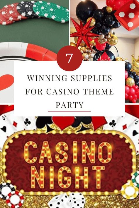 Ready to roll the dice on your party planning skills? Hit the jackpot with our list of 7 must-have supplies for a casino-themed bash. Even Lady Luck herself will want an invite! Casino Night Prizes, How To Host A Casino Party, Diy Casino Night, Jackpot Birthday Theme, Casino Theme Party, Casino Birthday Party, Big/little Baskets, Casino Birthday, Nye Party