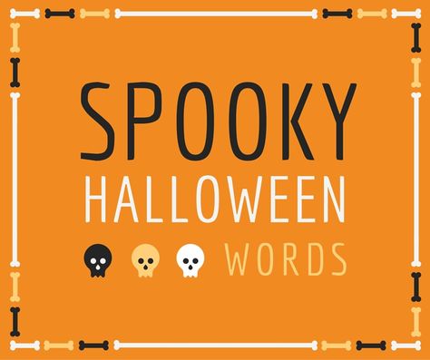 100 Spooky Halloween Words to Use in Hangman or Word Searches. Halloween is such a fun time of year, what with all the costumes, games, and (of course) candy! Here are 100 spooky Halloween words to use in games like charades, bingo, and taboo to help your children master their holiday vocabulary. Halloween Hangman, Hangman Words, Spooky Words, Halloween Vocabulary, Free Printable Word Searches, Halloween Word Search, Halloween Phrases, Haunted Hayride, Halloween Symbols