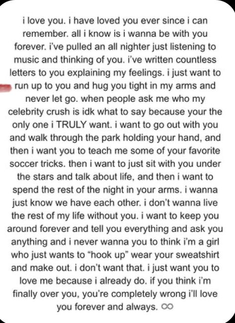 Letter To Celebrity, Your The Only One, Pulling An All Nighter, Letter To Yourself, Hug You, Say What, Hold You, Listening To Music, Love Letters