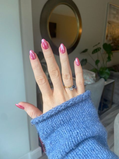 Valentine’s Day Pink Nails, Raspberry Chrome Nails, Pink Chrome, Chrome Nails, Spring Nails, Raspberry, Nail Art, Nails, Hair