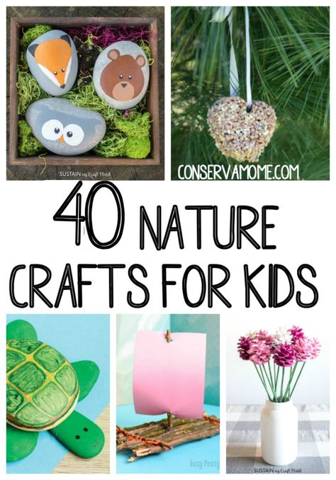 A round up of 40 Creative Nature Crafts For Kids that will inspire creativity in your kids. With tools that can easily be found at their fingertips. #craftsforkids #outdoorfun Nature Crafts For Kids, Labor Day Crafts, Fall Crockpot, Summer Camp Crafts, Homeschool Crafts, Summer Fun For Kids, Summer 25, Outdoor Crafts, Summer Crafts For Kids