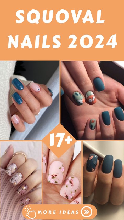 Squoval Natural Nails, Square Oval Nails Short Designs, Soft Gel Nails Design Classy, Squoval Acrylic Nails Design, Nail Inspo Squoval, Squoval Nail Art, Squoval Nails Design, Squoval Nail Designs, Square Nails Design Ideas