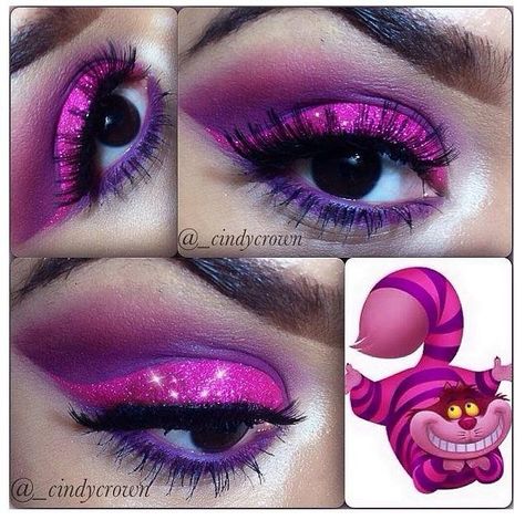 Alice in wonderland themed Cheshire Cat Eyes And Smile, Alice Makeup Ideas, Cheshire Cat Makeup Simple, Cheshire Cat Disneybound, Cheshire Cat Makeup Easy, Alice In Wonderland Makeup Ideas, Wonka Makeup, Cheshire Makeup, Cat Costume Makeup