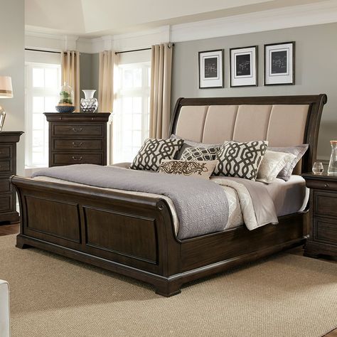 Liberty Furniture Country Estate Sleigh Bed | from hayneedle.com Wooden King Size Bed, Queen Sleigh Bed, Sleigh Bedroom Set, Wooden Bed Design, Sleigh Bed, Bed Design Modern, Furniture Design Living Room, Bed Furniture Design, Liberty Furniture