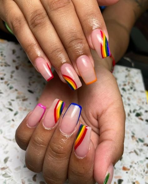 SantanaNails on Instagram: "I’m totally late when it comes to pride but i am very happy about this set 🌈 • • • #pride #acrylicnails #nails #coffinnails #squarenails #pridenails" Short Nail, Long Acrylic, Square Nails, Long Acrylic Nails, Very Happy, Coffin Nails, Short Nails, Nail Ideas, Nail Inspo