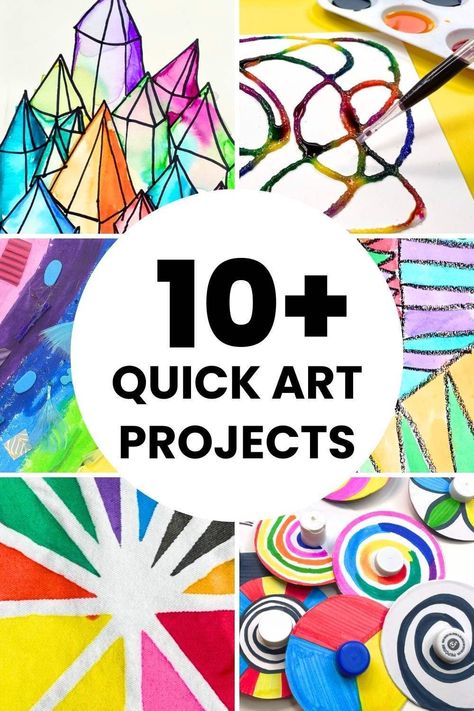 All these quick art projects for kids can be completed in less than one hour! These are the best projects to implement in your elementary school classroom. Your students will love Studio Sprout's video art lessons and will come away with a beautiful piece of art. Find out how to buy all the art lessons you need that are less than one hour for your students today! Art Projects For Classroom, Easy Classroom Art Projects, Fun Art Lessons Elementary, Art Ideas For Students, Art Lessons Preschool, One Day Art Lessons Elementary Fun Activities, Quick Elementary Art Projects, September Elementary Art Projects, Art Activities For 2nd Graders