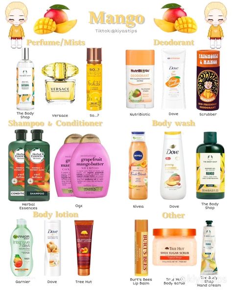 Supplements For Beauty, Mango Smelling Products, Mango Scent Combo, Best Smells To Smell Like, Mango Scented Shower Routine, Mango Scented Products, Mango Shower Routine, Fruit Scented Perfume, Mango Body Care