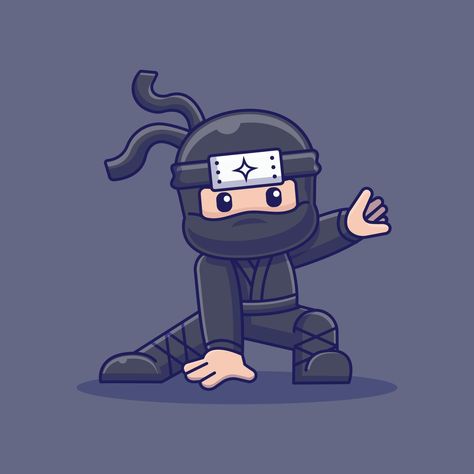 Ninja Cartoon Drawing, Flat Cartoon Character, Cute Ninja Drawing, Ninjas Art, Ninja Character Art, Ninja Artwork, Drawing Ninja, Chibi Ninja, Ninja Drawing