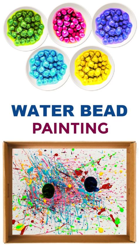 Make beautiful process art and paint with water beads! #paintingideasforkids #waterbeadpainting #waterbeadsideas #waterbeads #growingajeweledrose #activitiesforkids Waterbead Activities, Bead Painting Art, Water Beads Activities For Kids, Water Bead Crafts, Water Bead Activities, Water Beads Ideas, Bead Activities, Sensory Play For Toddlers, Bead Painting