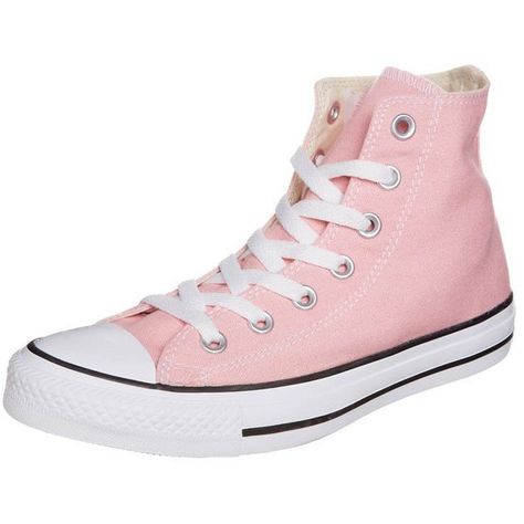 Converse CHUCK TAYLOR ALL STAR Hightop trainers ($90) ❤ liked on Polyvore featuring shoes, sneakers, converse, pink, women's footwear, high top sneakers, pink high top shoes, star shoes, converse sneakers and high top trainers Baskets Converse, Pink High Tops, Converse Pink, Converse Trainers, Sneakers Converse, Shoes Converse, Pink Moon, Star Shoes, Converse Sneakers