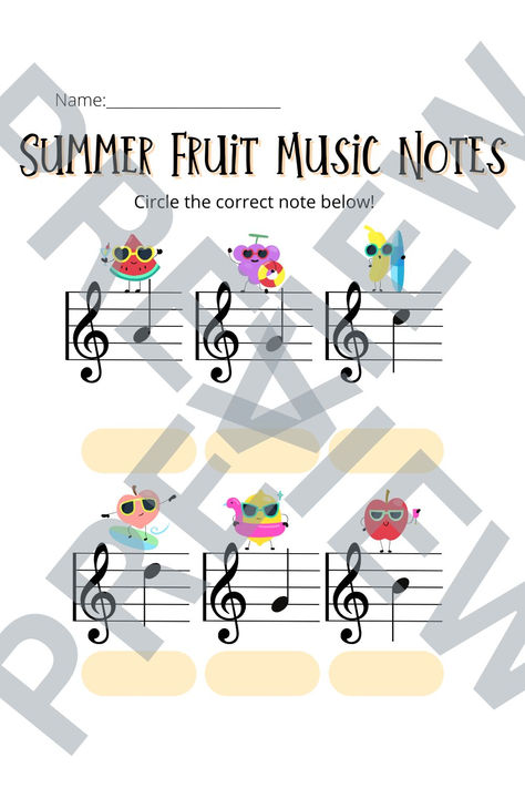 Summer Fruit G Major Position Treble Clef is a cute seasonal fruit-themed piano worksheet! This activity is great for students who are starting to learn G major position treble clef.      Simply have the student write the note name below.  I also have a bass clef version in my store as well!  Happy Teaching!! Piano Worksheets, Sight Singing, Bass Clef, Seasonal Fruit, G Major, Esl Teachers, Music Class, Treble Clef, Fruit In Season