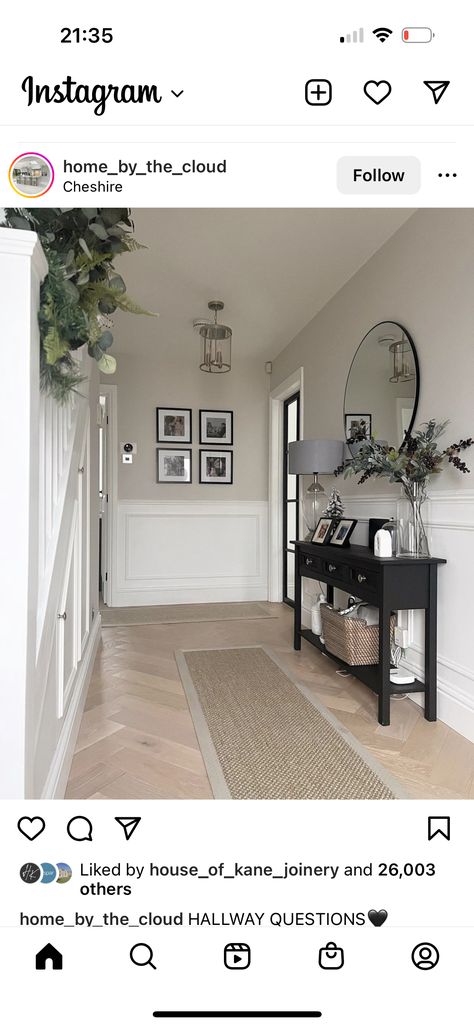 Bungalow Hallway Ideas, Hall Stairs And Landing Decor, Stairs And Landing Decor, Hallway Runners Ideas, Victorian Hallway Ideas, Luxurious Hallway, Hall Ways Ideas, Cottage Hallway, Entrance Hall Decor