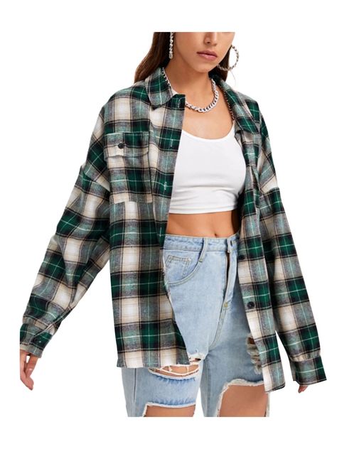 Arrives by Fri, Jan 20 Buy Meihuida Women Plaid Shirt Flannel Oversized Checked Shirt Long Sleeve Blouse Tops at Walmart.com Flannel Outfits Spring, Oversized Flannel Outfit, Oversized Checked Shirt, Flannel Shirt Refashion, Boyfriend Plaid Shirt, Flannel Outfit, Buffalo Plaid Shirt, Plaid Shirt Women, Flannel Outfits