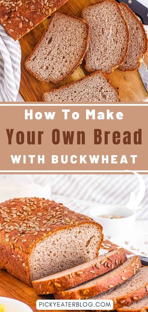 Learn how to make your own delicious bread using buckwheat flour! This easy recipe yields a dense, hearty loaf perfect for sandwiches, toast, or enjoying with your favorite spreads. Ideal for a nutritious homemade bread alternative. Buckwheat Bread Recipe, Baking Homemade Bread, Low Calorie Muffins, Buckwheat Flour Recipes, Make Your Own Bread, Bread Alternative, Seeded Bread Recipes, Buckwheat Bread, Homemade Baked Bread