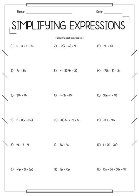 mathematics worksheets Simplify Algebraic Expressions, Algebraic Expressions Worksheet, Algebra Equations Worksheets, Simplify Expressions, Algebra Notes, Algebraic Expression, Simplifying Rational Expressions, Equations Worksheets, Simplifying Algebraic Expressions