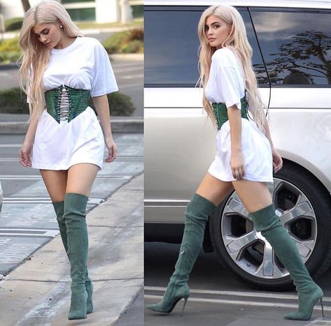 Kylie Jenner Corset, Corset Belt Outfit, Corset Outfit, Corset Fashion, Jenner Outfits, Corset Belt, Street Outfit, Inspired Outfits, Mode Inspiration