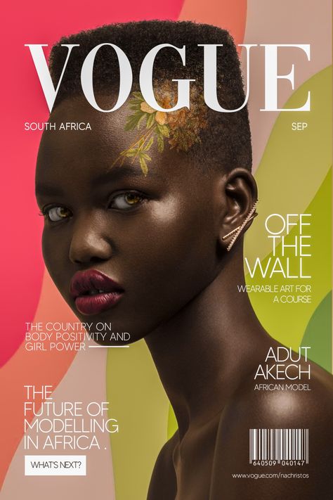 African Magazine Cover, African Poster, Vogue Poster, Magazine Design Cover, Adut Akech, Design In Photoshop, Magazine Ideas, Puri Recipes, Fashion Poster Design