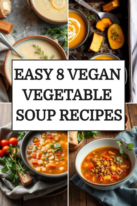 From garden to bowl: 8 vegan veggie soups to boost your health Vegan Vegetables Soup, Filling Vegan Soup, Best Vegetarian Soup Recipes, Vegan Soup Ideas, Quick Vegan Soup, Vegan Veggie Soup, Easy Vegan Vegetable Soup, Easy Vegan Soup Recipes, Vegan Roasted Vegetable Soup