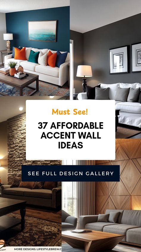 Transform your living room with these 37 budget-friendly accent wall ideas! Whether you prefer bold colors, stylish wallpaper, or creative artwork, you'll find inspiration to enhance your space. Accent walls can add personality, depth, and uniqueness to any room, making it joyful and inviting. Explore various techniques like stenciling or wood paneling that you can do without breaking the bank. Get ready to turn your living atmosphere into a stunning retreat with these affordable and charming decor options. Texture Accent Wall Living Room, Accent Wall In Open Concept Living Room, Family Room Focal Wall Ideas, Family Room Accent Wall Ideas Paint, Living Room Accent Wall Paint Colors, Different Color Walls Living Room, Statement Walls Living Room, Accent Wall Ideas For Living Room, Empty Wall Ideas Living Room