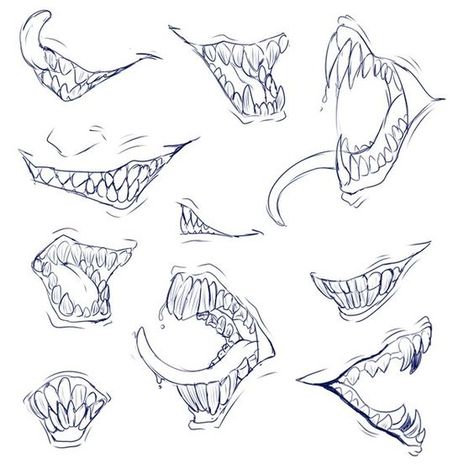 Pointy teeth and horns tips and references - Album on Imgur Teeth Drawing, Teeth Art, Mouth Drawing, Monster Drawing, Drawing Expressions, Concept Art Drawing, Creature Concept Art, Anatomy Art, Art Tutorials Drawing