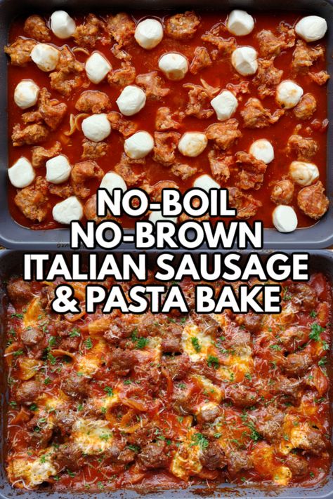 Italian Sausage And Pasta, Oven Corned Beef, Dutch Oven Corned Beef, Italian Sausage Pasta Bake, Sausage And Pasta, Newspaper Recipes, Sausage Pasta Bake, Italian Casserole, Italian Sausage Pasta