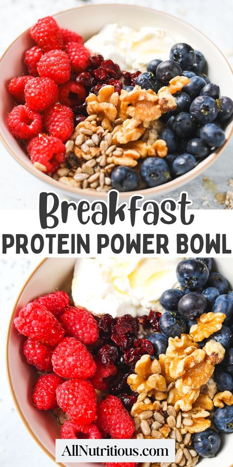 Fresh berries take this high protein breakfast to a whole new level. You can easily make this high protein breakfast power bowl in just a few minutes to have a nutritious and delicious healthy breakfast ready this morning. Breakfast Heart Healthy, Breakfast Bowls Protein, Breakfast Scramble Healthy, Easy Whole 30 Breakfast On The Go, All Protein Breakfast, Breakfast Bowl High Protein, Clean Eating Breakfast Bowls, Healthy Snacks Breakfast, Oatmeal Breakfast Bowls Healthy