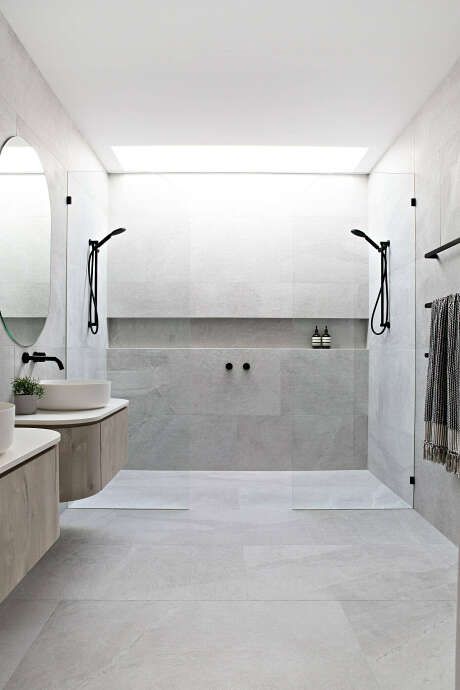 Bathroom Measurements, Bathroom Layouts, Contemporary Bathroom Designs, Double Shower, Bad Inspiration, Interior Minimalista, Design Blogs, Renovation Design, Contemporary Bathrooms